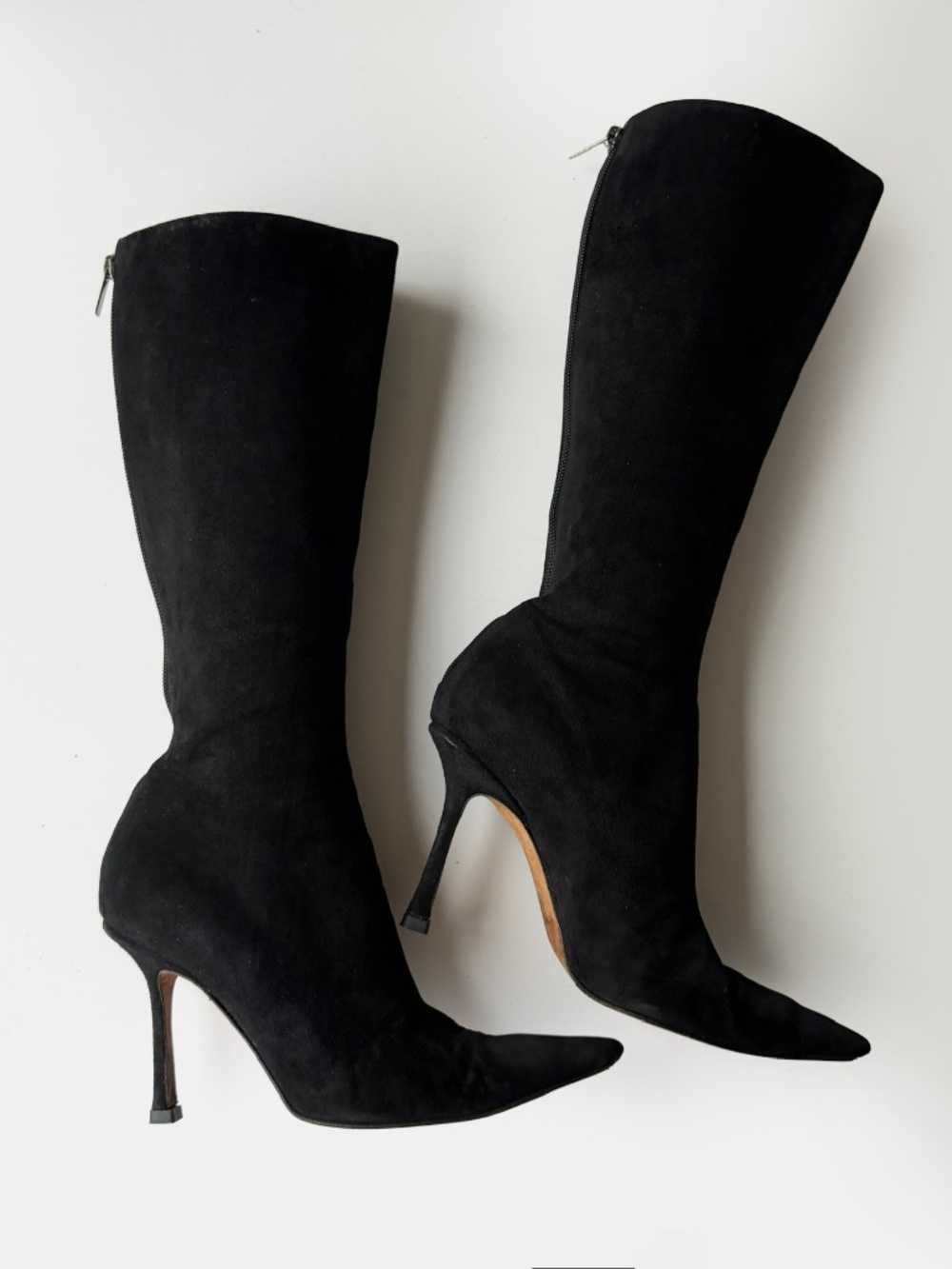 Vintage Jimmy Choo Black Suede Knee-High Boots, IT 37.5, approx. US 6.5